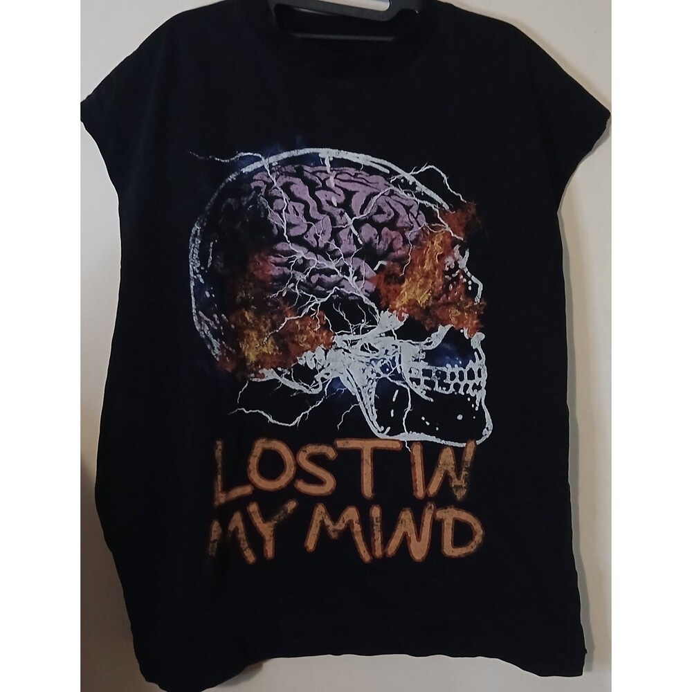 Skull Brain Graphic Sleeveless Shirt Mens XL 2XL Lost In My Mind Grunge
